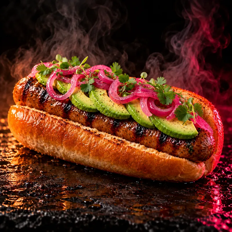 Veggie Hot Dog mit Avocado